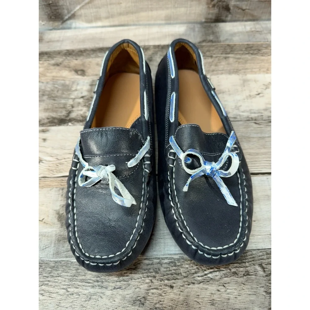 Venettini 55 Morgan Women Boat shoes Navy Shine Leather Size 35